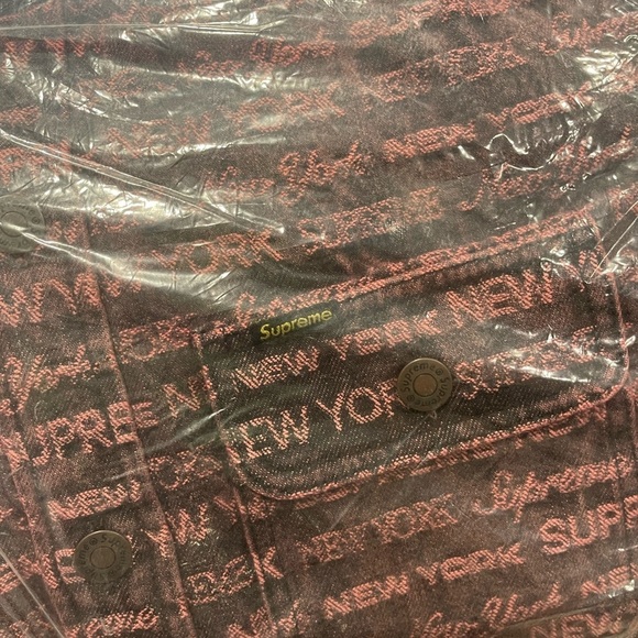 NWT Supreme Multi Type Denim Jacquard Button down shirt in purple size small - Picture 9 of 10